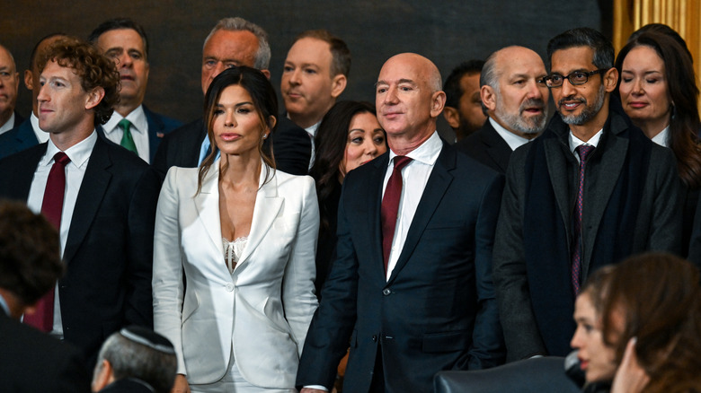 eta CEO Mark Zuckerberg, Lauren Sanchez, Amazon founder Jeff Bezos and Google CEO Sundar Pichai attending the inauguration of U.S. President-elect Donald Trump in the U.S. Capitol Rotunda