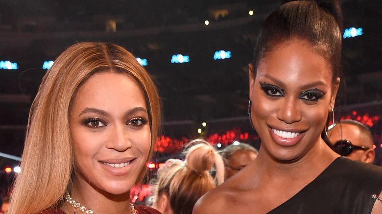 Beyonce and Laverne Cox posing 