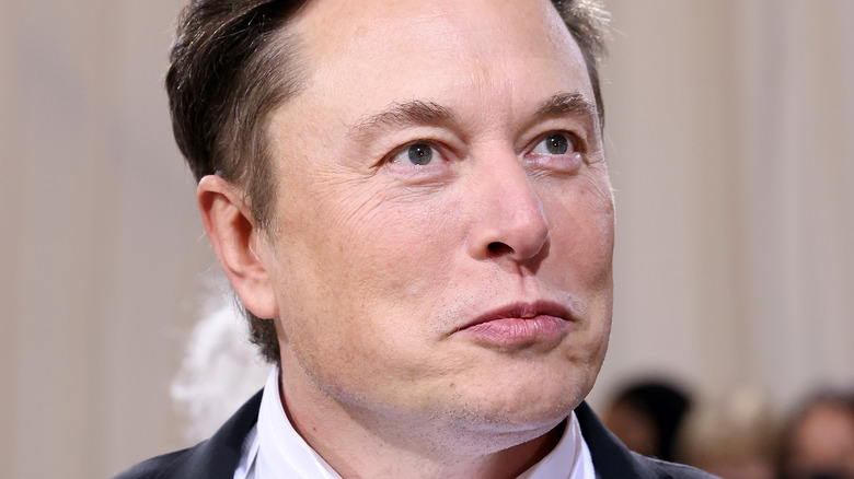Elon Musk with lips turned down