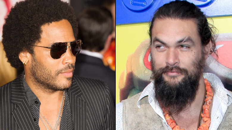 Lenny Kravitz and Jason Momoa looking at each other