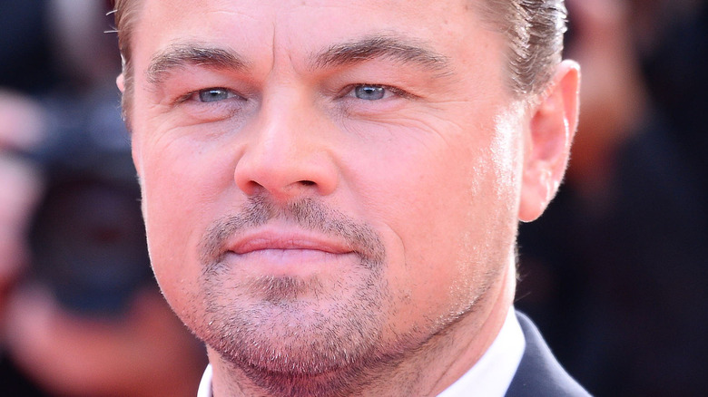 Leonardo DiCaprio poses in a suit and tie