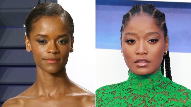 A composite image of Letitia Wright and Keke Palmer on the red carpet