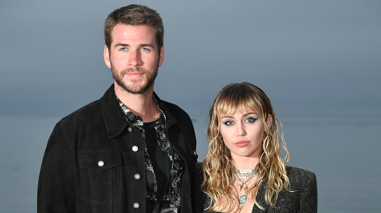 Liam Hemsworth poses with Miley Cyrus