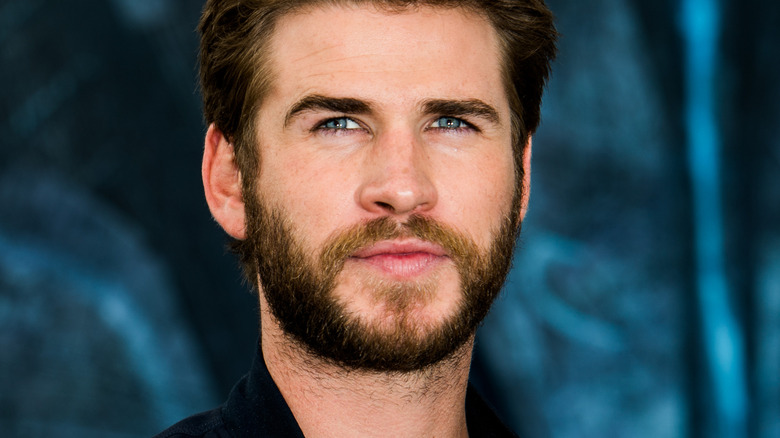 Liam Hemsworth looking up