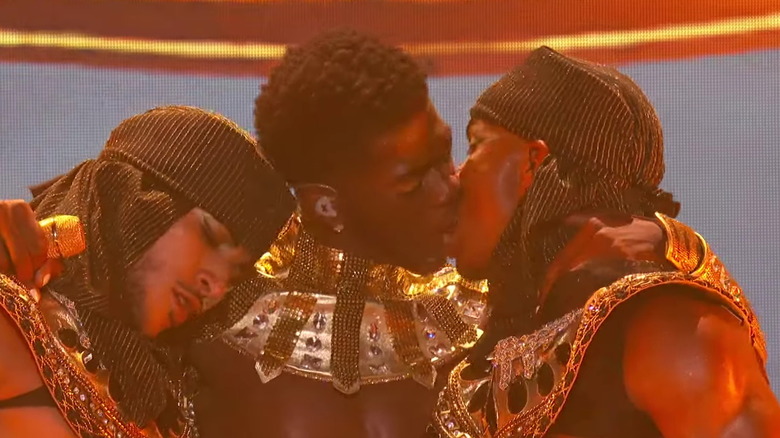 Lil Nas X performing during the 2021 BET Awards