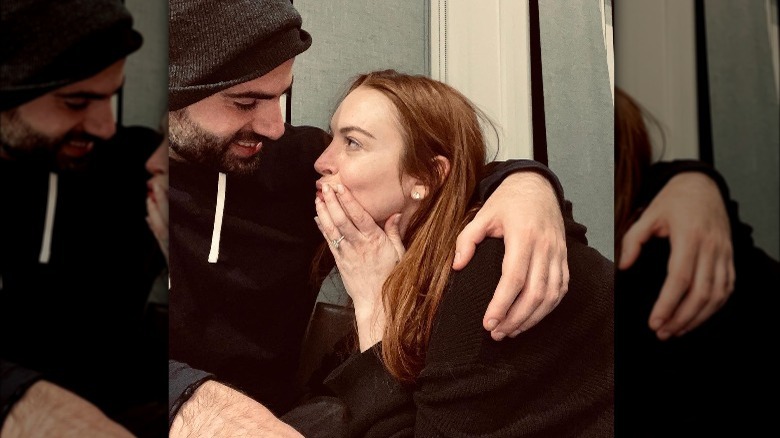 Lindsay Lohan and Bader Shammas celebrate their engagement