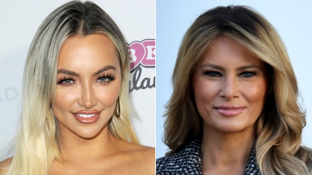 Lindsey Pelas, Melania Trump smiling at the camera