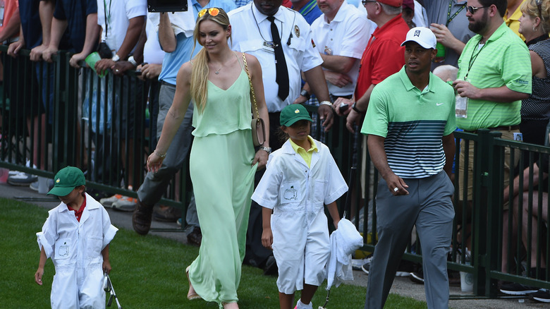Lindsay Vonn and Tiger Woods with his kids