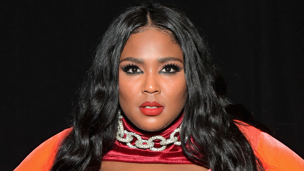 Lizzo in red lipstick