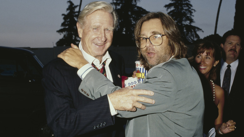 Lloyd and Beau Bridges posing playfully together in 1990