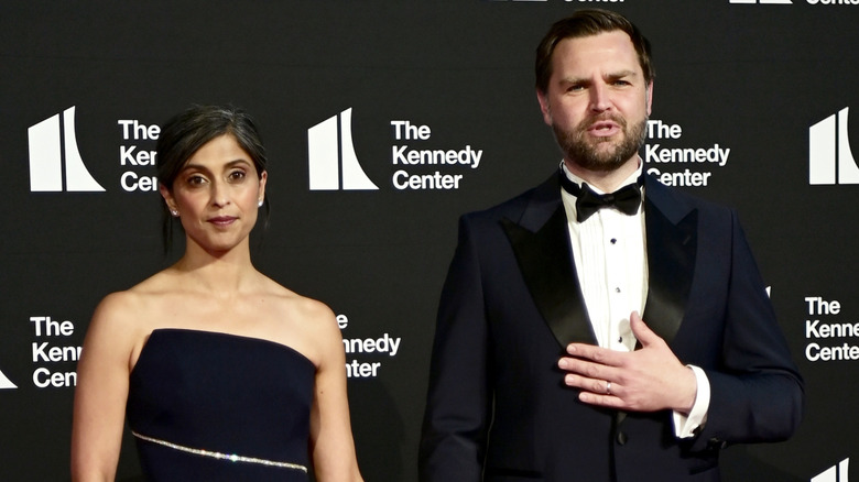Usha and JD Vance pose