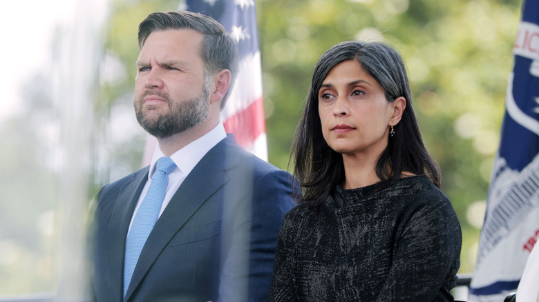 JD and Usha Vance looking somber