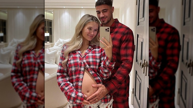 Pregnant Molly-Mae and Tommy Fury in pyjamas