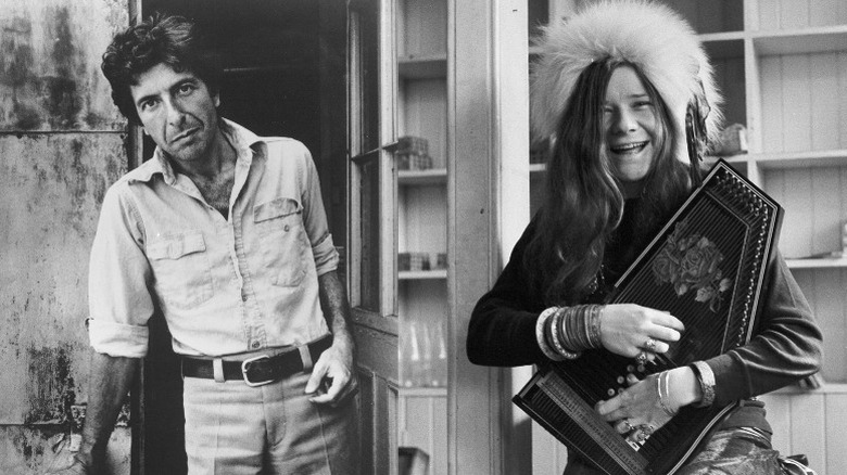 Leonard Cohen and Janis Joplin smiling 