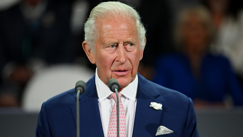 King Charles making a speech at the Glasgow Commonwealth Games