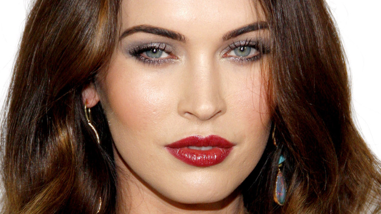 Megan Fox in dark red lipstick