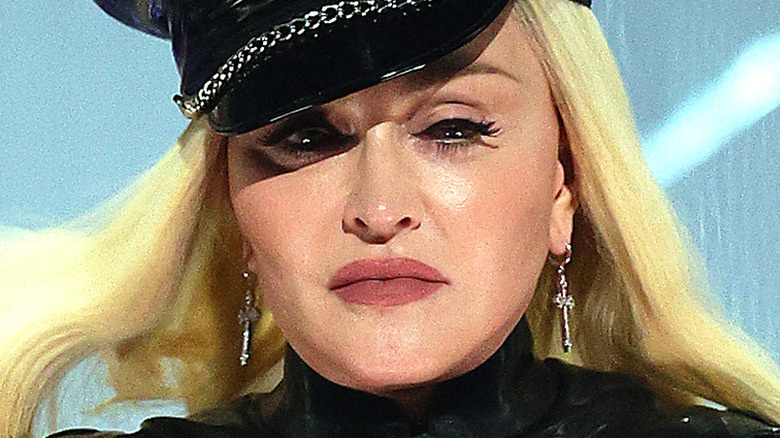 Madonna on stage at the 2021 VMAs