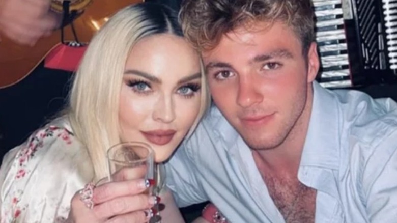 Madonna smiling with Rocco Ritchie