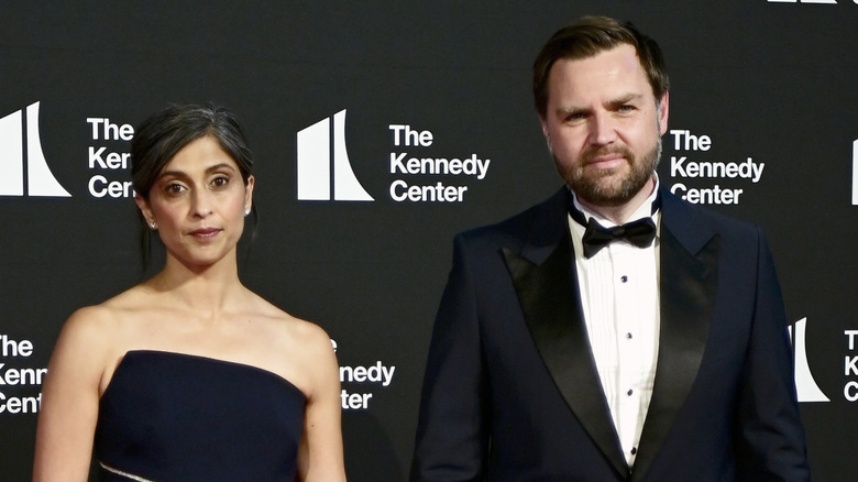 Usha Vance and U.S. Vice President JD Vance attend the opening night of "Les Misérables" at The Kennedy Center on June 11, 2025.