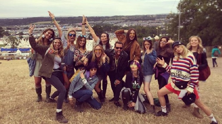 Margot Robbie with her friends at the Glastonbury Festival in 2017
