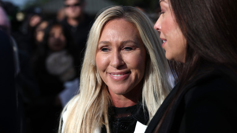 Marjor Taylor Greene smiling in Washington