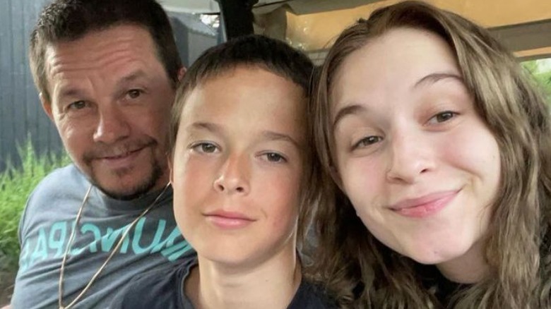 Mark Wahlberg with Brendan Wahlberg and Ella Wahlberg