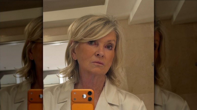 Martha Stewart poses for a mirror selfie in February 2026