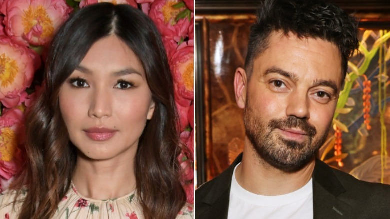 Dominc Cooper and Gemma Chan posing