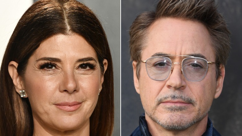 Robert Downey Jr. and Marisa Tomei, both smiling