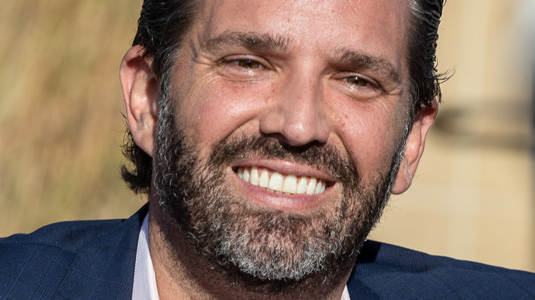 Donald Trump Jr holds a rally at the Iowa State Capitol during 2020 campaign