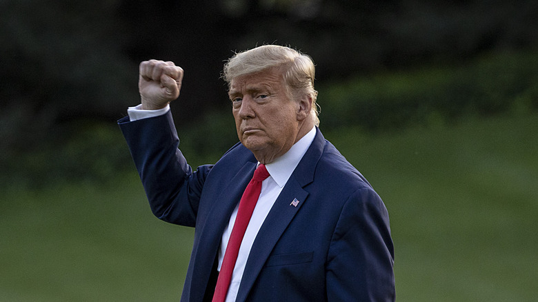 Then-President Donald Trump walks on the south lawn of the White House on October 2020 on way to a campaign rally in Pennsylvania