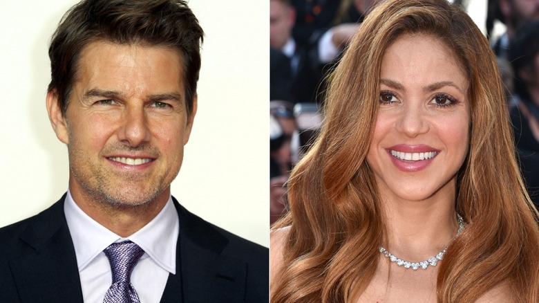 Tom Cruise; Shakira smiling 