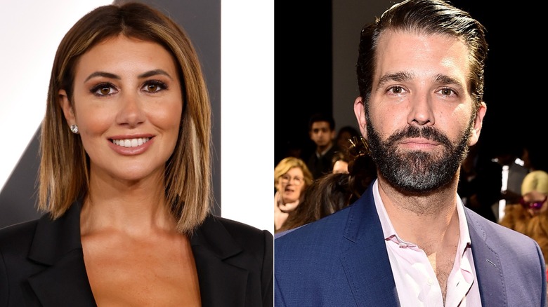 Split image of Alina Habba and Donald Trump Jr. smiling