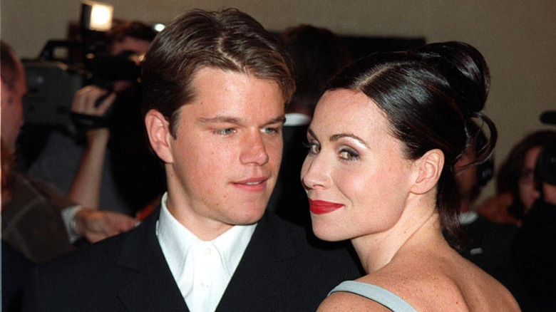 Matt Damon looking at  Minnie Driver