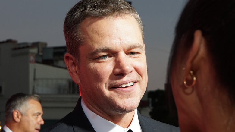 matt damon smiling outside