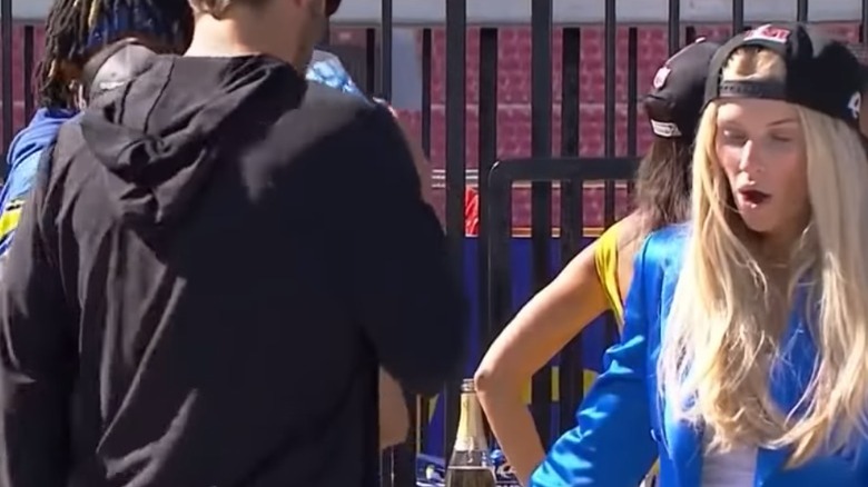 Matthew and Kelly Stafford reacting to a fall