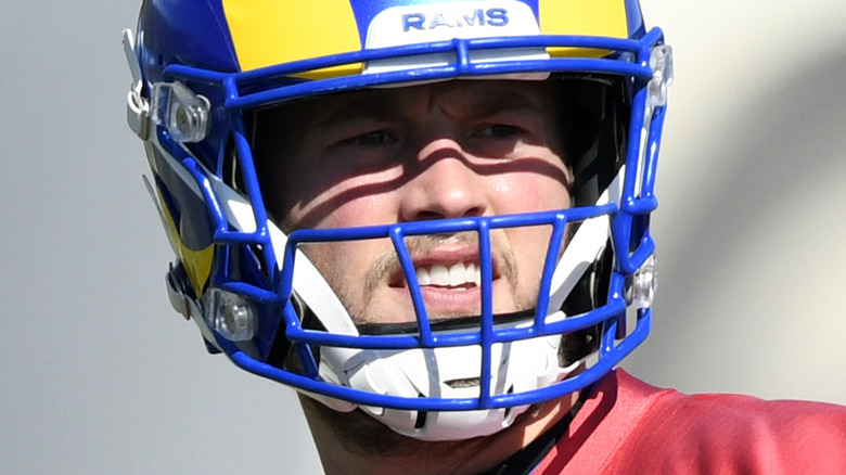 Matthew Stafford wearing helmet