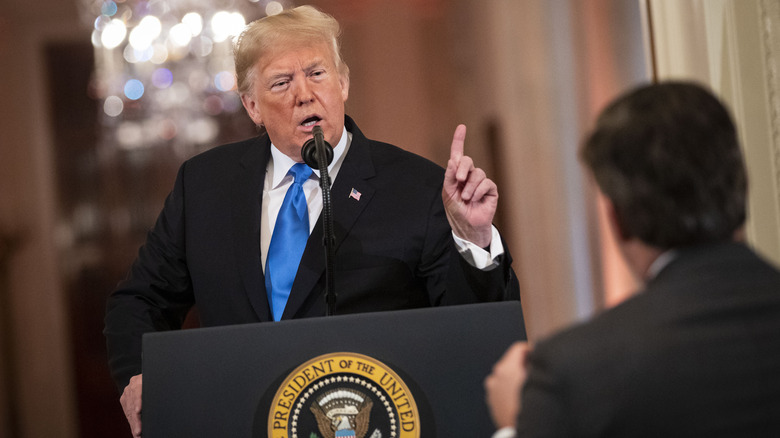 Donald Trump yelling at Jim Acosta