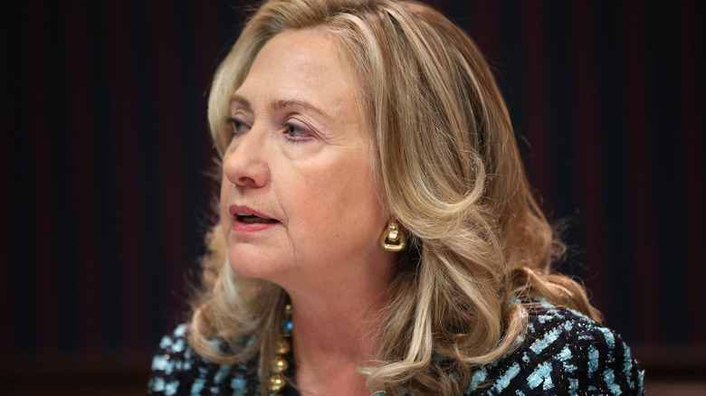 Hilary Clinton staring