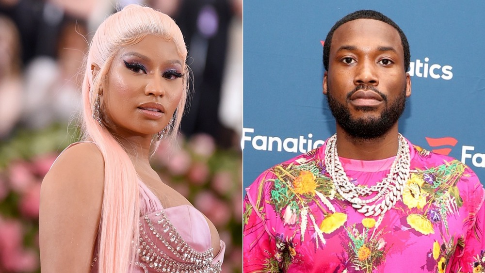 Nicki Minaj and Meek Mill staring at camera