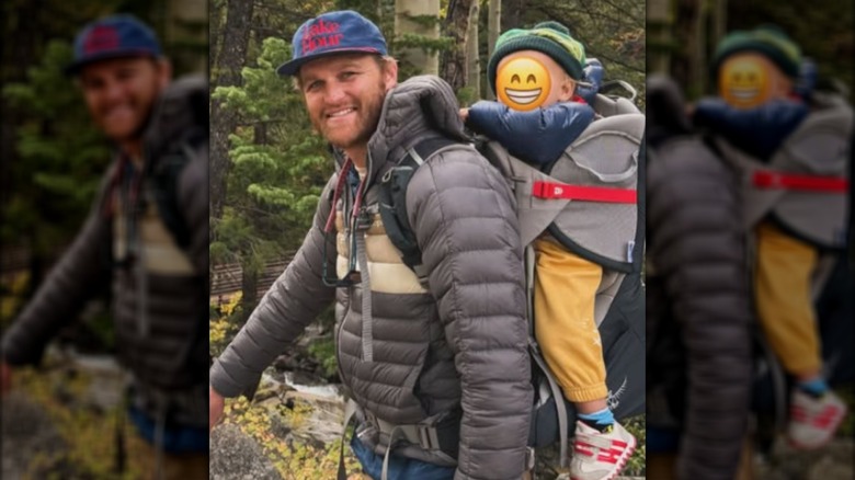Wyatt Russell and his son, Boone, in 2025