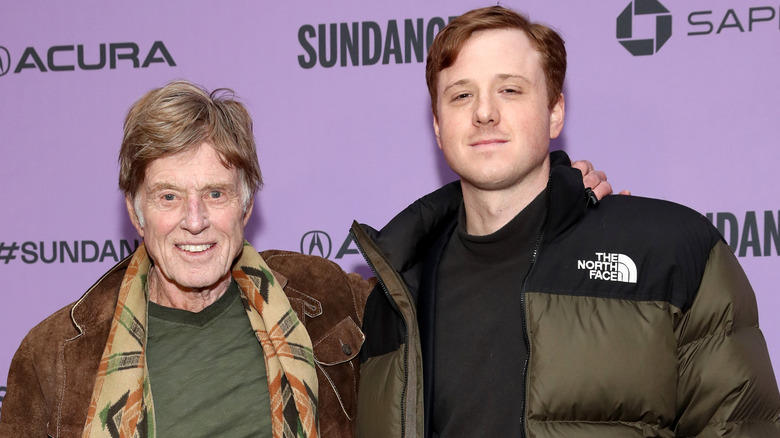 Robert and Dylan Redford posing together at the Sundance Film Festival in 2020.