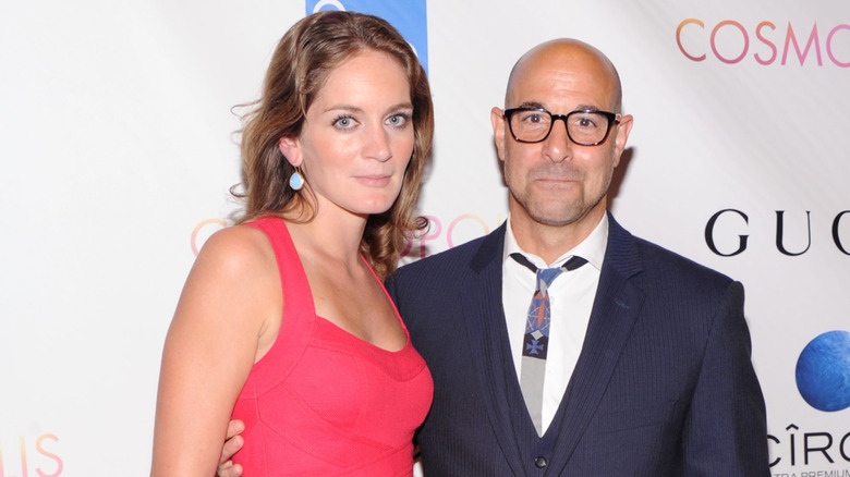 Felicity Blunt and Stanley Tucci on a 2012 red carpet.