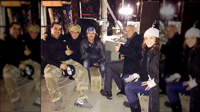 Samantha on set with Diesel and crew