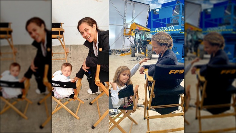 Samantha and her daughter on set of "Fast" movies