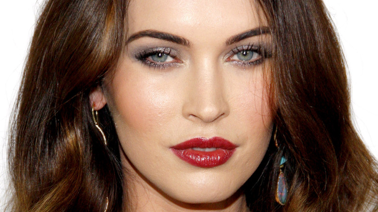 Megan Fox in dark red lipstick