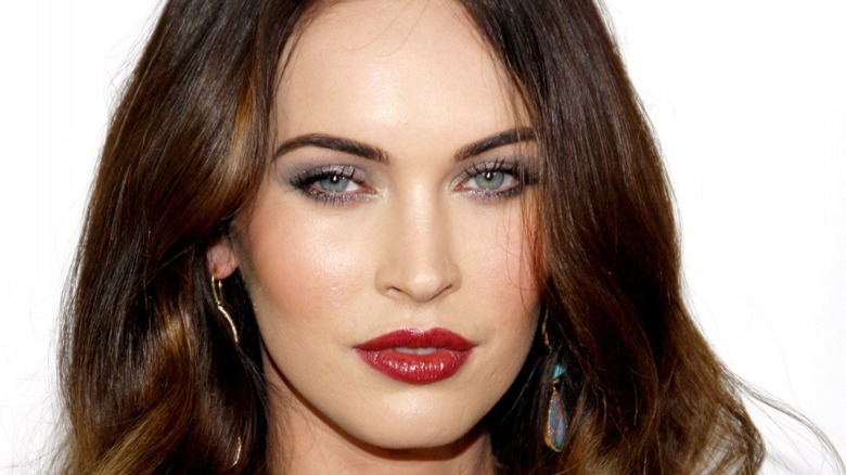 Megan Fox wearing red lipstick