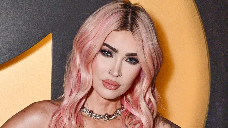 Megan Fox wearing red lipstick