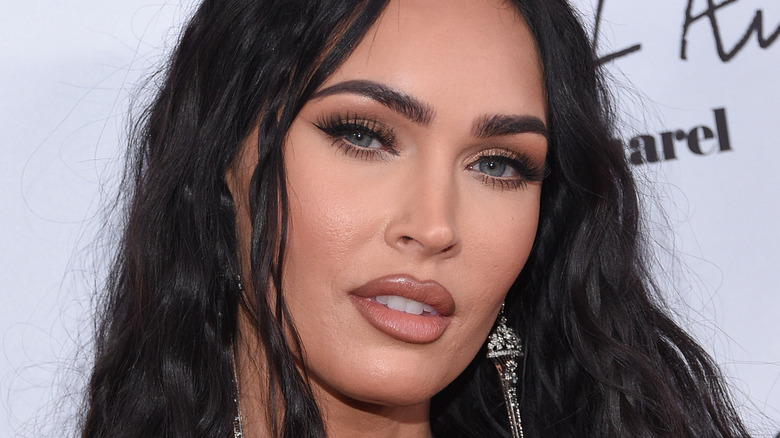 Megan Fox poses for a red carpet photo