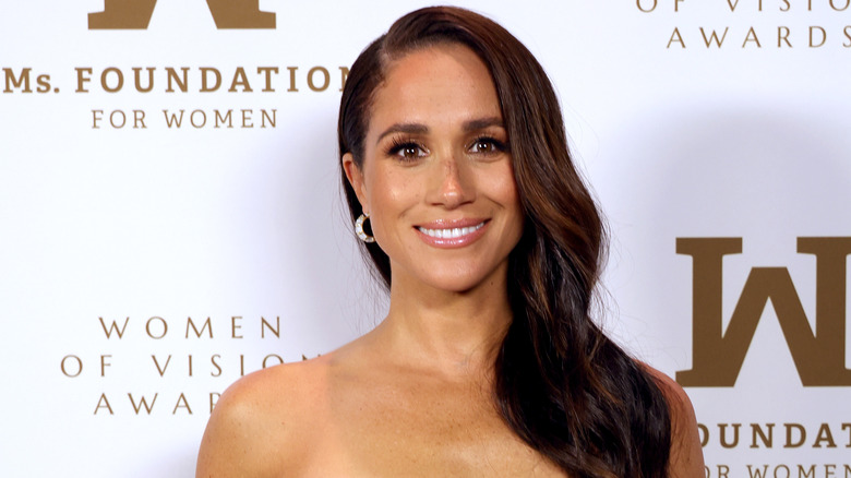 Meghan Markle smiling in close-up